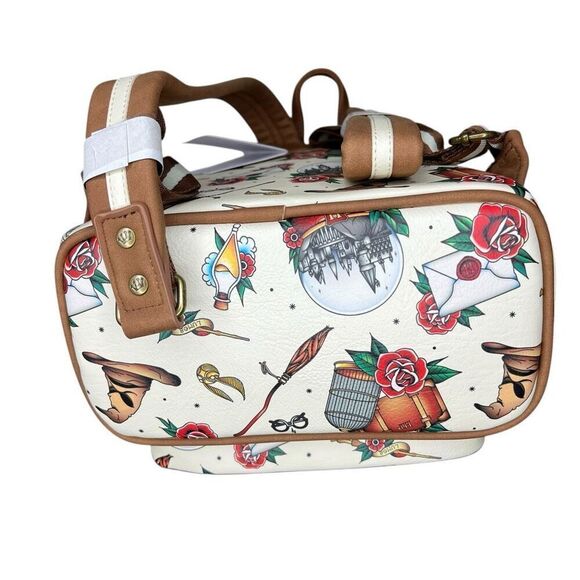 NEW Loungefly Harry Potter Tattoo Art Cream Double Strap Shoulder Backpack main image 5